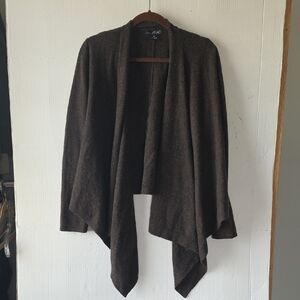 Cashmere Willi Smith Open Front Cardigan XL Brown 100% Cashmere